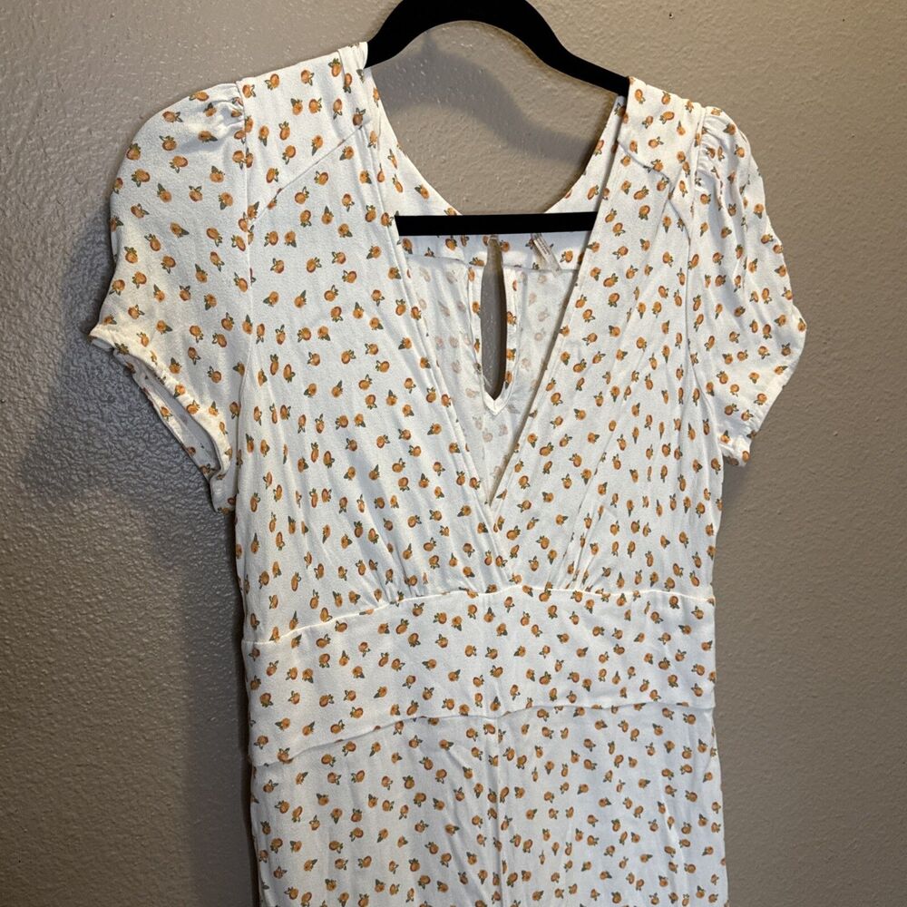 Free People Blue Cap Sleeve Wide Leg Fruit Print Jumpsuit Size 12 - Picture 7 of 8